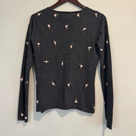 Mary Jane By Marcasiano Floral Embroidered Cardigan Sweater Coquette S - Picture 2 of 4